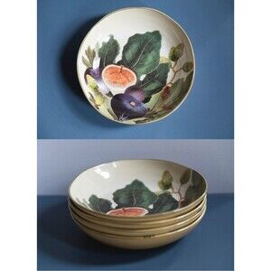 Williams Sonoma FIG Harvest Fruit Pasta Soup Bowl Set of 4 Made in Italy 8 Inch
